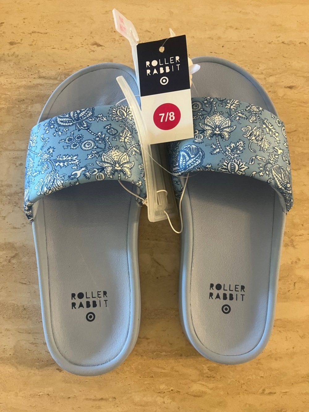 Roller Rabbit Sky Blue Paisley Slide Sandals